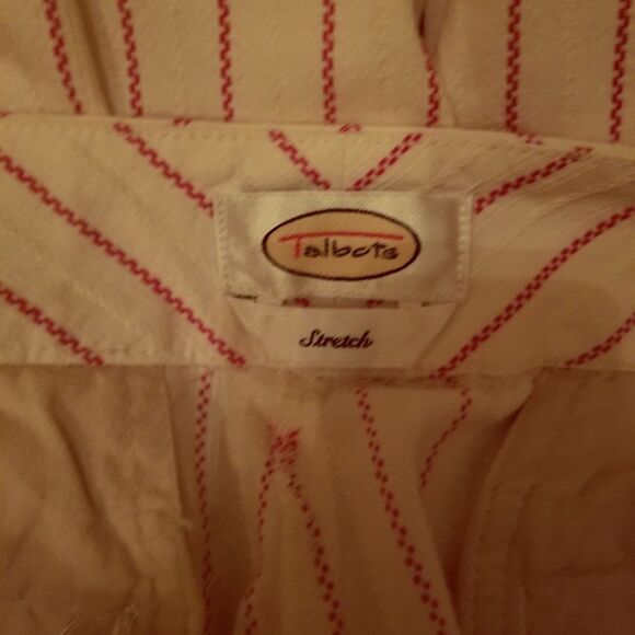 💄TALBOT'S RED & WHITE LINEN STRIPED PANTS - Picture 3 of 5